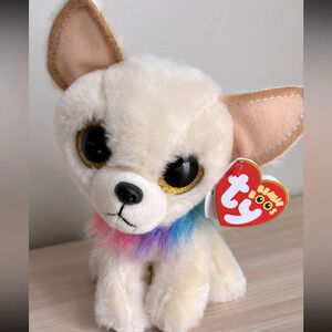 TY Beanie Boos Chewy‎ Plush Chihuahua Puppy Dog Rainbow Mane Glitter Eyes NWT